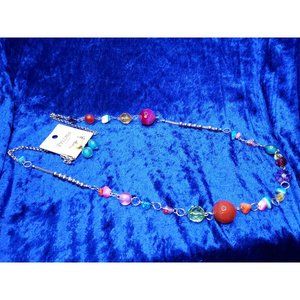 vintage 1997 new prizma multicolor multi beaded statement necklace and earrings